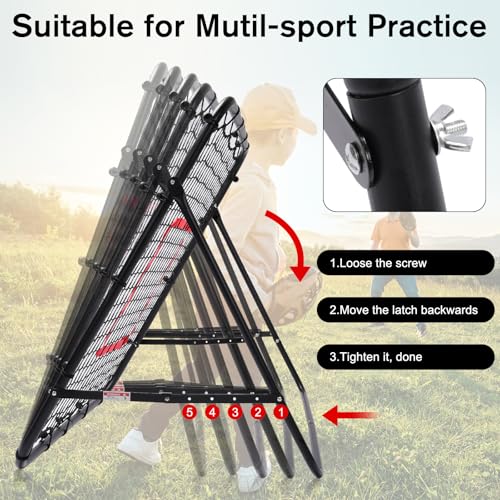 Foldable 3.3 * 3.3FT Soccer Rebounder Net, Adjustable Angle Football/Baseball/Volleyball Rbounder Net,Multi-Sport Trainer for Kids Teen Adult - Training Control, Passing Practice for Indoor Outdoor