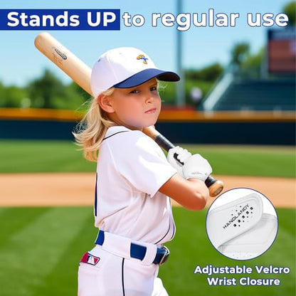 AIGEVTURE Baseball Bating Gloves Adult Youth Baseball Softball Batting Gloves Adult Kids Boys Girls - color: White, size: Kids X-Small