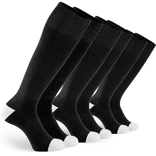 GRAPMKTG 3 Pairs Soccer Football Socks for Youth Baseball Softball Socks for Women and Men Boys Girls - color: Black, size: Medium
