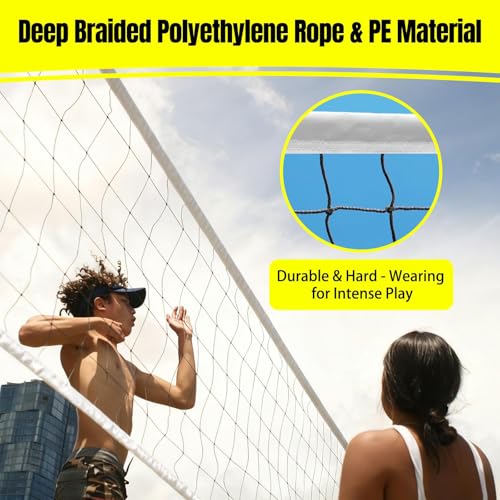 Professional Outdoor Volleyball Replacement Net, Heavy-Duty 32x3FT Portable Net for Backyard, Pool, Schoolyard & Beach, Multi-Use for Badminton/Pro Volleyball