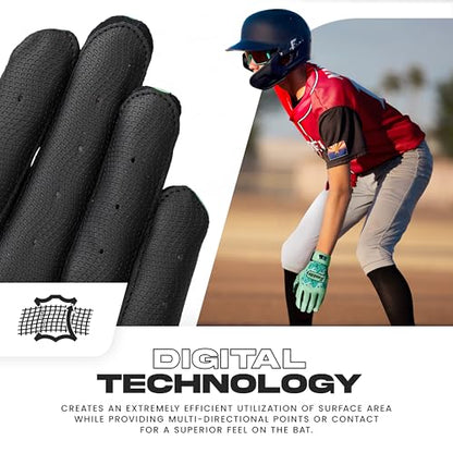 Franklin Sports MLB Youth Batting Gloves - Digitek Camo Baseball + Softball - Premium Leather - Many Sizes + Colors - Youth