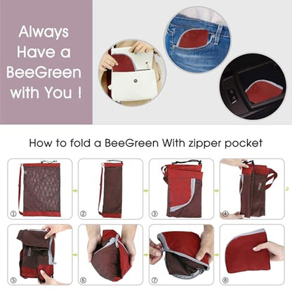 BeeGreen Mesh Drawstring Bag Swim Backpack for Beach Pool Sports Gym Draw String Cinch Bags for Swimming Soccer Basketball Gear Red - color: Red