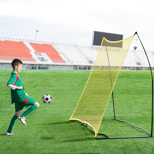 VEVOR Soccer Trainer，Portable Soccer Rebounder Net, Iron Soccer Practice Equipment, Sports Football Rebounder Wall with Portable Bag, Perfect for Team Solo Training, Passing, Volley - size: 7x7ft