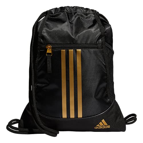 adidas Alliance Sackpack – Drawstring Backpack for Sports, Small Gym Bag - color: Black/Gold Metallic/2
