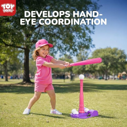 TOY Life T Ball Set for Kids 3-5 5-8, Toddler Baseball Set for Girls, T Ball Stand Sets with Baseball Glove, Tball Bating Tee Outdoor Indoor Toys for Toddler Girls - style: Glove, Tee, Bat & 6 Balls