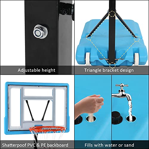 Adjustable Basketball Hoop for Kids & Adults – Portable Basketball Goal with Shatterproof Backboard, Height 115-135cm, Outdoor/Indoor Use, Easy Assembly, Durable Base for Driveway or Backyard