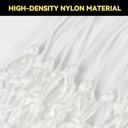 Nylon Heavy Duty Basketball Net Replacement – 60-Line High Density Thickened Net, Anti-Whip Anti-Tangle, All Weather Indoor Outdoor, Fits Standard 12 Loops Rim (Swish Sound for Pro Competition)