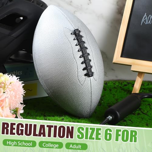 Syhood 12 Pack Composite Leather Footballs Official Size Footballs Bulk Leather Inflatable Football with Pump Regulation Highschool College Football for Training and Recreational Play - color: Silver, size: Size 9