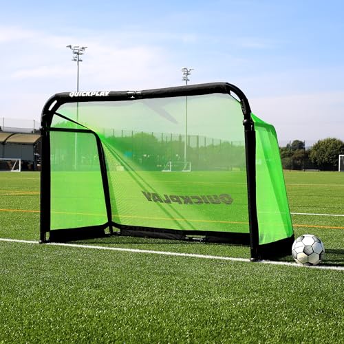 QuickPlay Pro Alu Training Soccer Goals - Portable Pop Up Soccer Goals with Aluminum Frame, Backyard Soccer Nets for Kids Soccer & Soccer Training Equipment with 10-Second Foldable Packdown