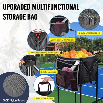 Tennis Balls Hopper Bag, Replacement Storage Bag with Side Pockets, Lightweight Teaching Cart Bag for Pickleball, Baseball Ball, Table Tennis, Frame Not Included