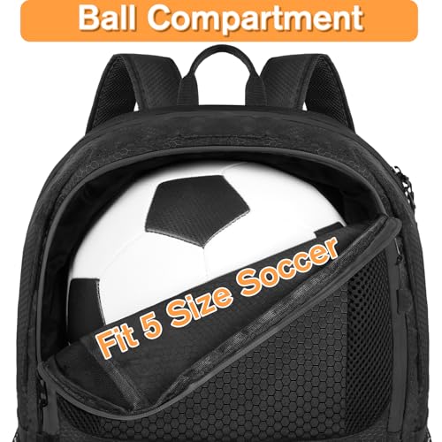 YOREPEK Soccer Backpack,Soccer Bag with Ball Holder, Water resistant Sport Equipment Bags Fit Basketball Volleyball Football - color: Coal Black