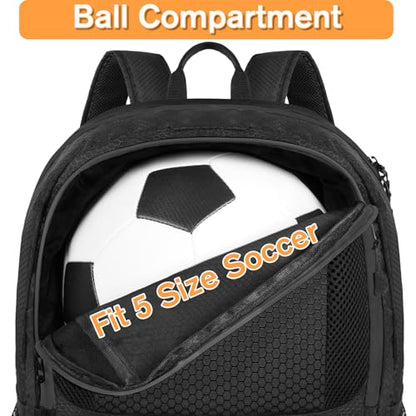 YOREPEK Soccer Backpack,Soccer Bag with Ball Holder, Water resistant Sport Equipment Bags Fit Basketball Volleyball Football - color: Coal Black