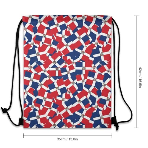 Beam Backpack Drawstring Sack Large Capacity for Soccer Basketball Sports Equipment Travel Men Women, Dominican Republic Flag Wave Bags - color: Picture (346)