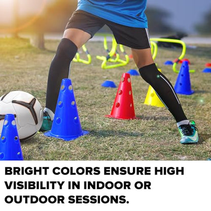 GSi Hurdle Training Cones | Multi Pack Sets | Dual Purpose Agility Cones with Holes | Ideal for Soccer, Kids, Dog, and Sports Training - style: 9" with Hole - 18 Pack