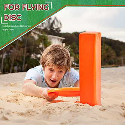 Deekin 8 Pcs Football End Zone Pylons Anchorless Pylon Markers Sand Weighted, Regulation 18" x 4" x 4", Orange