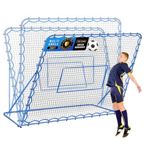 Soccer Baseball Rebounder Net, Soccer Goal Net, Volleyball Softball Rebound Pitchback Net Quick-Switch Angle Training for Control, Passing Practice, Bounce Back Rebounder Goals Gifts Trainer Equipment - size: 7FTx6FT