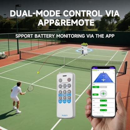 Tennis Ball Machine, Portable PT-Mini Pro Tennis Ball Serving Launching Machine for Practice and Training, Support App and Remote Adjust Speed&Angle, Hold 65+Balls at Once, Easy to Use