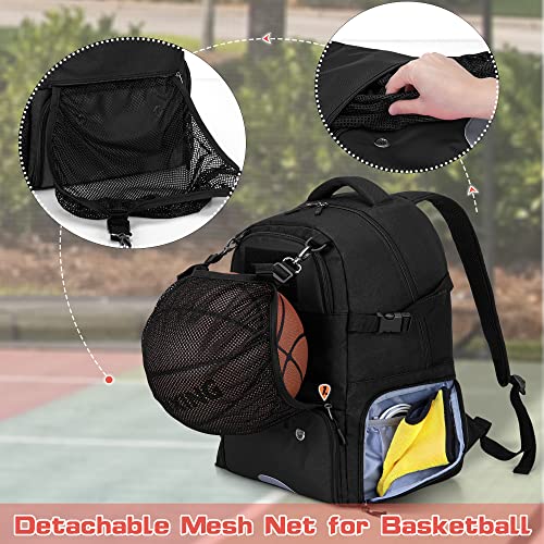 Basketball Bag Backpack, Soccer Bag Backpack with External Ball Net, Basketball Equipment Bag with Separate Shoe Space for Basketball, Soccer, Volleyball, Sport Training