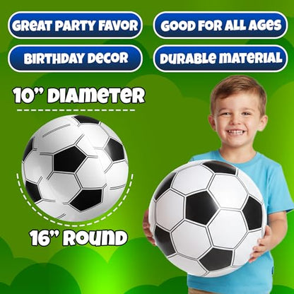 Inflatable Soccer Beach Balls (6 Pack) - 16-Inch Durable PVC Blow Up Beach Balls for Kids, Easy to Inflate, Summer Pool Float, Soccer Party Favors, Sports Theme Decorations, Giveaways & Outdoor Toys - style: 6-Pcs Soccer Beach Balls