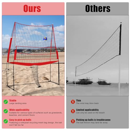 Volleyball Practice Net, 11x8ft Volleyball Training Net, Height Adjustable Volleyball Training Equipment, 2-in-1 Volleyball Spike Trainer for Backyard, Indoor, Outdoor, Hitting, Spike