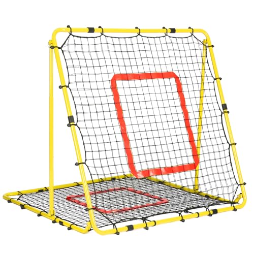 BaseGoal Baseball and Softball Rebounder Net,Baseball Rebounder,Volleyball Rebounder,Pitch Back Net,Multi-Sport Training Rebound Screen,with Pitching Target,Easy Adjustable Angles - size: 47x47 IN, style: Yellow