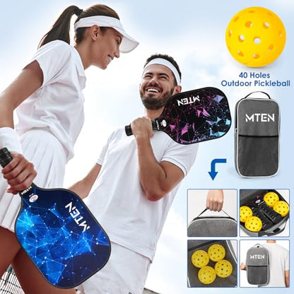 Pickleball Paddles Set of 2 or 4, or Single Paddle – USAPA Approved Fiberglass Surface Pickleball Rackets Set for Men & Women - color: BlackBlue*2