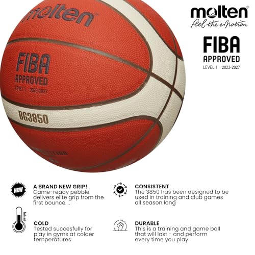 Molten BG3850 Basketball, Orange/Ivory, 6