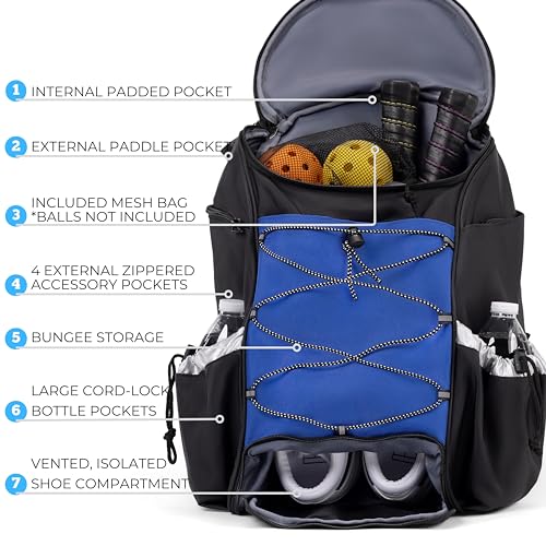 Athletico Pro 42L Pickler Pickleball Backpack (Blue) - color: Blue