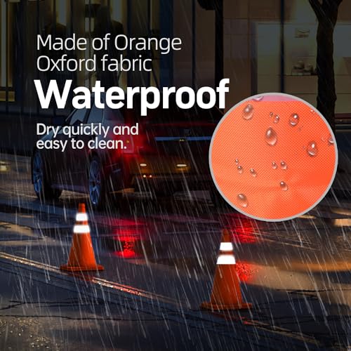 [4 Pack] 18 Inch Collapsible Traffic Safety Cones, Orange Cones, Multi Purpose Pop-up Cones with Reflective Collar, for Road Parking, Driving Practice