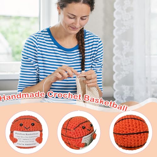 Funny Crochet Mini Basketball Gift for Basketball Lovers,Birthday Gifts for Men Women Basketballs Players Emotional Support Crochet - color: Basketball