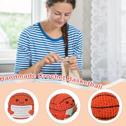 Funny Crochet Mini Basketball Gift for Basketball Lovers,Birthday Gifts for Men Women Basketballs Players Emotional Support Crochet - color: Basketball