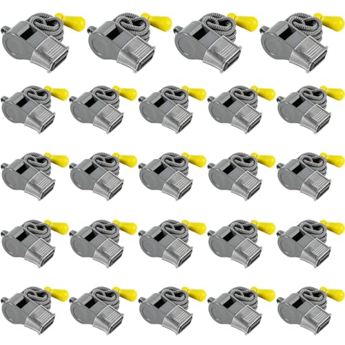 24 Packs Sports Whistles with Lanyard, for Coaches, Referees and Officials - color: Gray