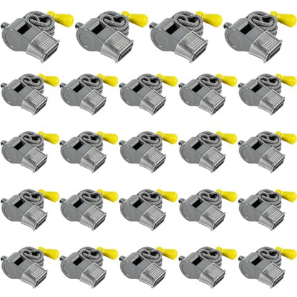 24 Packs Sports Whistles with Lanyard, for Coaches, Referees and Officials - color: Gray