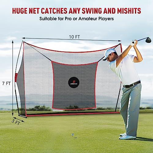 Golf Practice Net - Heavy Duty Driving Range Net with High Impact Chipping Target, Include Carry Bag and Golf Balls for Indoor Outdoor - style: 10' x 7' Net (Black)