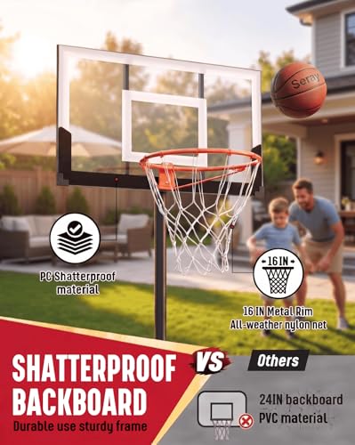 Seray Kids Basketball Hoop Outdoor [Patented 6s Safe-Adjust] 3.2-7.2FT, Indoor/Poolside/Mini Basketball Hoop for Kid/Toddler/Youth/Adult in Backyard/Driveway,Shatterproof Backboard and Enlarged Base