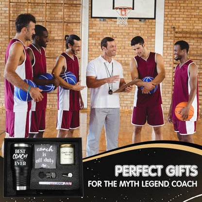 SiliFine 8 Pcs Coach Gifts for Men, 30 Oz Coach Ever Tumbler Gift Coaches Appreciation Thank You Coaches Gifts for Football, Soccer, Softball, Basketball, Gymnastics Cheer Trainer Gift Box(Black)
