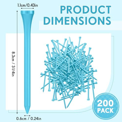 Jenaai 200 Pcs Golf Tees Bamboo Golf Tees Professional Golf Tees Bulk for Women Golf Club Accessories