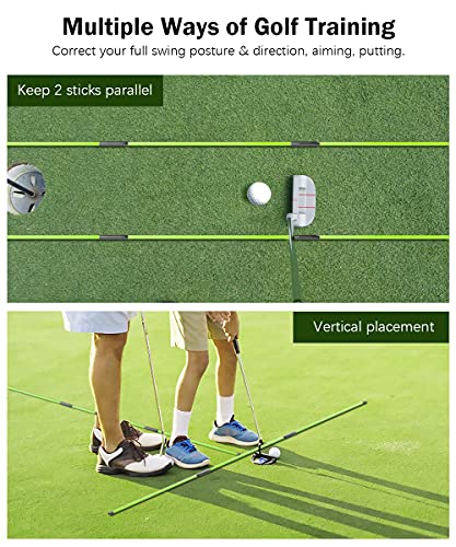 Golf Alignment Sticks - 48" Collapsible Golf Practice Rods for Aiming, Putting, Full Swing Trainer, Posture Corrector with Clear Tube Case, Golf Training Equipment