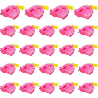 24 Packs Sports Whistles with Lanyard, for Coaches, Referees and Officials - color: Pink