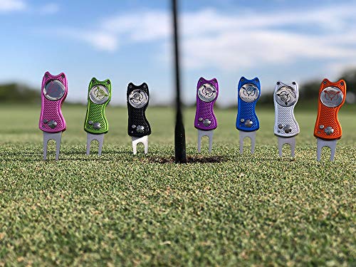 VISUALIZE Elite Switchblade Golf Divot Repair Tool Set with Ball Marker - Sturdy Anodized Aluminum - Perfect Golf Accessory Gift - color: Christmas
