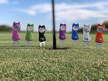 VISUALIZE Elite Switchblade Golf Divot Repair Tool Set with Ball Marker - Sturdy Anodized Aluminum - Perfect Golf Accessory Gift - color: Christmas