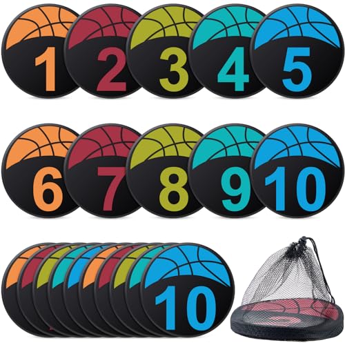 Qilery 20 Pcs Basketball Training 9 Inch Spots, Anti-Slip Basketball Court Marking Kit, Colorful Markers Floor Spots with a Carrying Bag for Adult Team Sports Teaching and Training Field