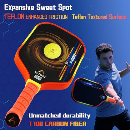 Pickleball Paddles |16MM Carbon Fiber Pickleball Paddle | High-Spin Textured Surface & Vibrant Gradient Edge | USAPA Approved Racket for Ultimate Power,Control & Precision - color: Yellow & Orange