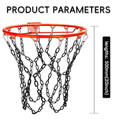Basketball Net Replacement Heavy Duty,Resin Material, Anti-Rust Use Indoor Outdoor Standard 12-Ring Basketball Hoop - style: Black