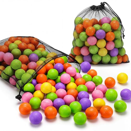 200 Pcs Foam Golf Practice Balls Bulk Realistic Feel Limited Flight Training Balls Soft for Outdoor Swing Indoor Backyard Training - color: Multicolor