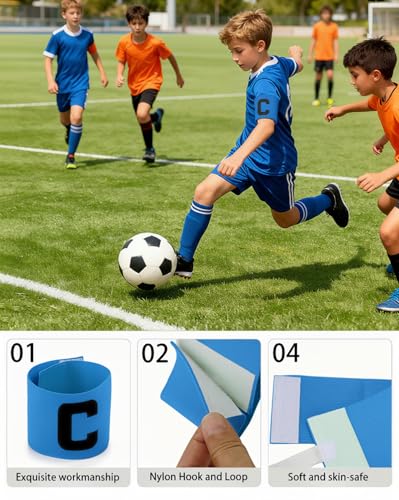Captain's Armband Soccer Football Rugby Captain Armbands for Youth and Adult,Anti-Drop Design - Pack of 6 - color: 6 Blue
