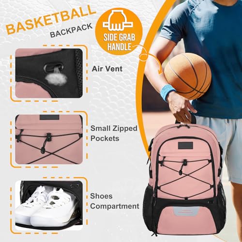Goloni Soccer Backpack,Basketball Backpack with Ball Compartment & Shoe Compartment,Backpack for Basketball,Soccer - color: Light Pink