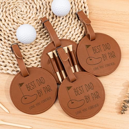 Best Dad by Par - Personalized Wooden Golf Tee Holder, Fathers Day & Birthday Gift for Coach, Grandpa, Uncle - color: Brown-(For Dad)