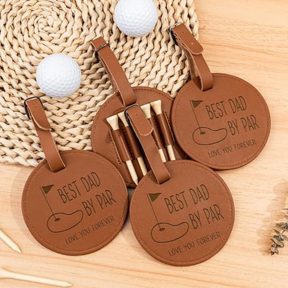 Best Dad by Par - Personalized Wooden Golf Tee Holder, Fathers Day & Birthday Gift for Coach, Grandpa, Uncle - color: Brown-(For Dad)