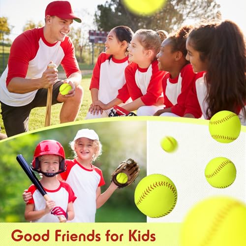 20 Pack Sports Practice Softball with Mesh Bag, Official Size and Weight Slowpitch Softball, Unmarked Leather Covered Fastpitch Ball Training Ball for Training
